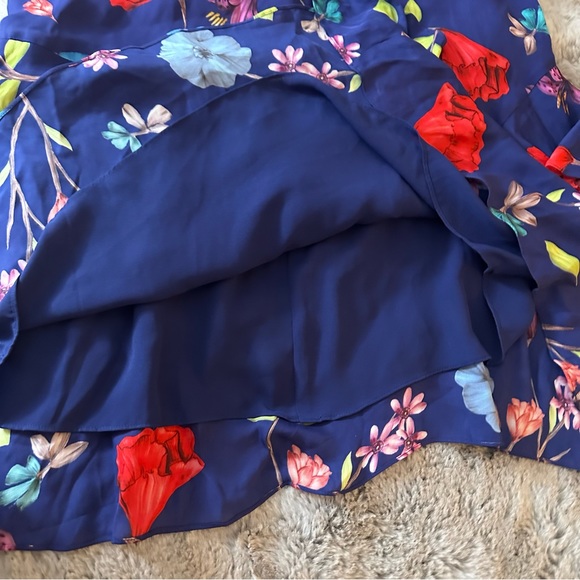 Parker Blue Holly Ruffle Floral Silk Viscose Dress In Valencia Eclipse NWT 16 - Picture 8 of 16